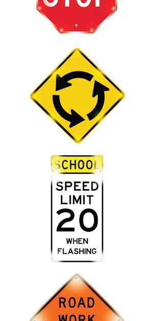 Examples of illuminated solar traffic and safety signs